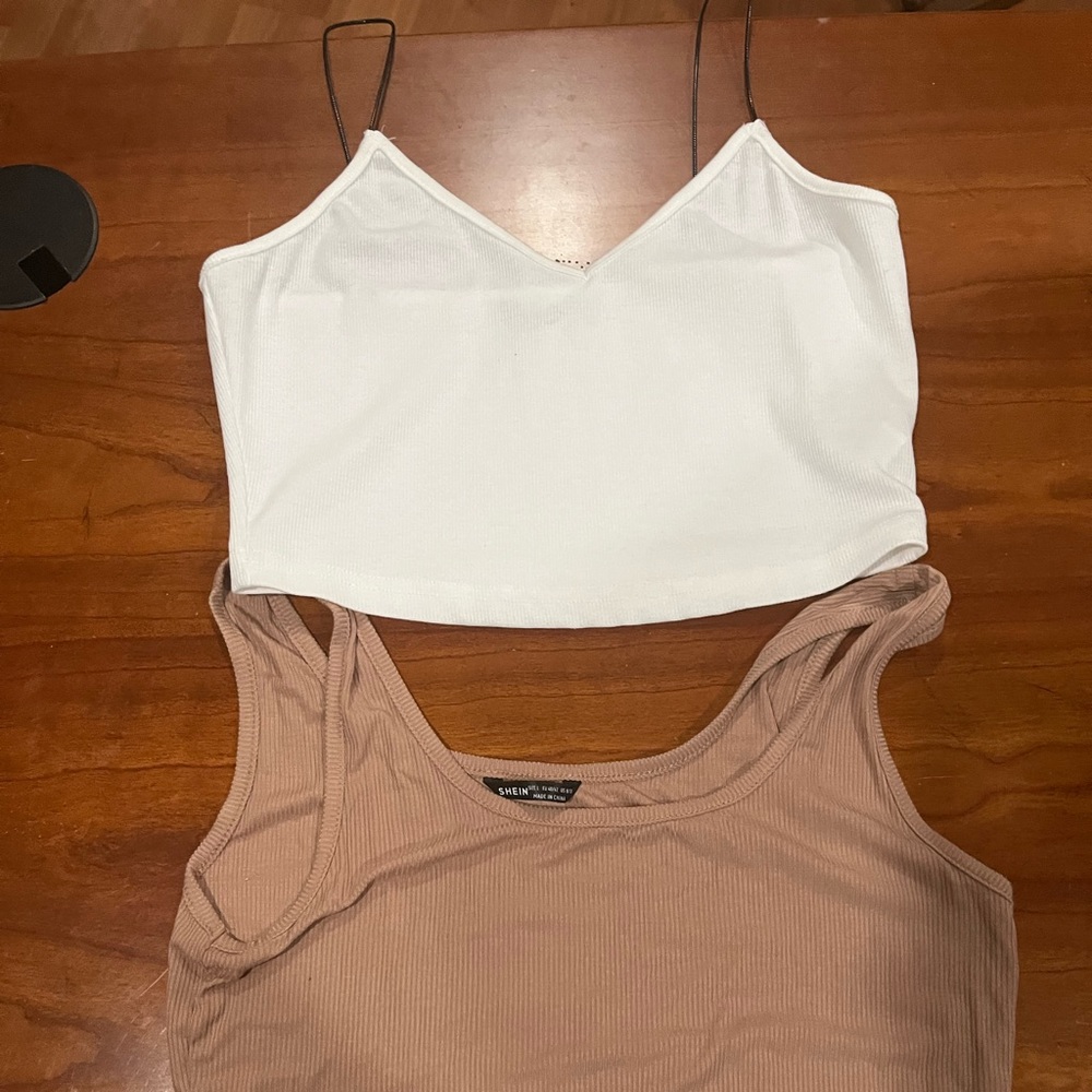 2 SHEIN crop tops never worn. Size large. Shein fits more like medium/large